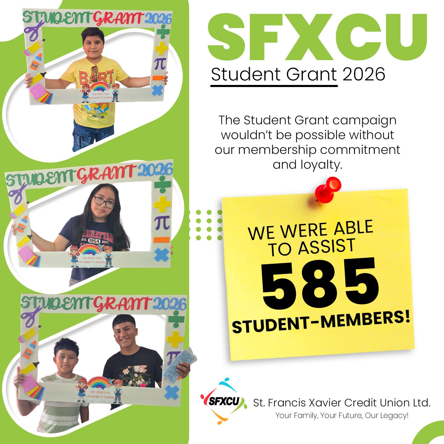 SFXCU Student Grant Benefits