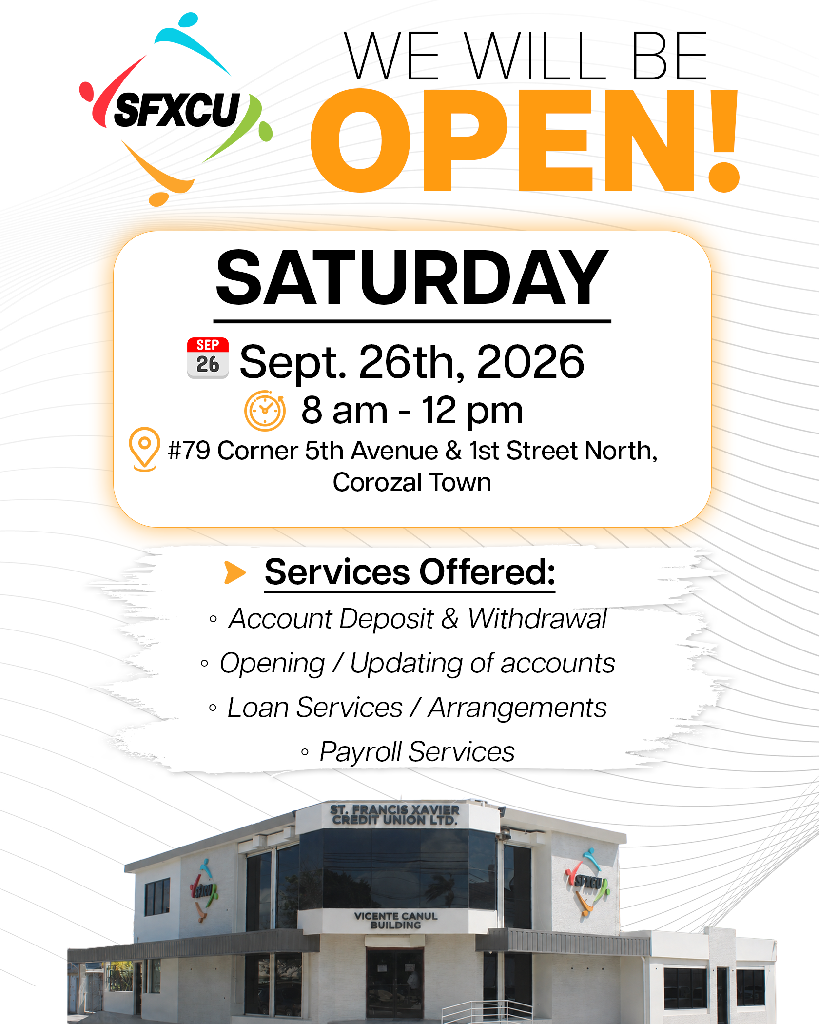 SFXCU Saturday Opening